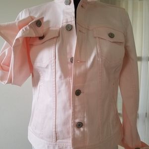 Talbots pastel pink blush denim jacket